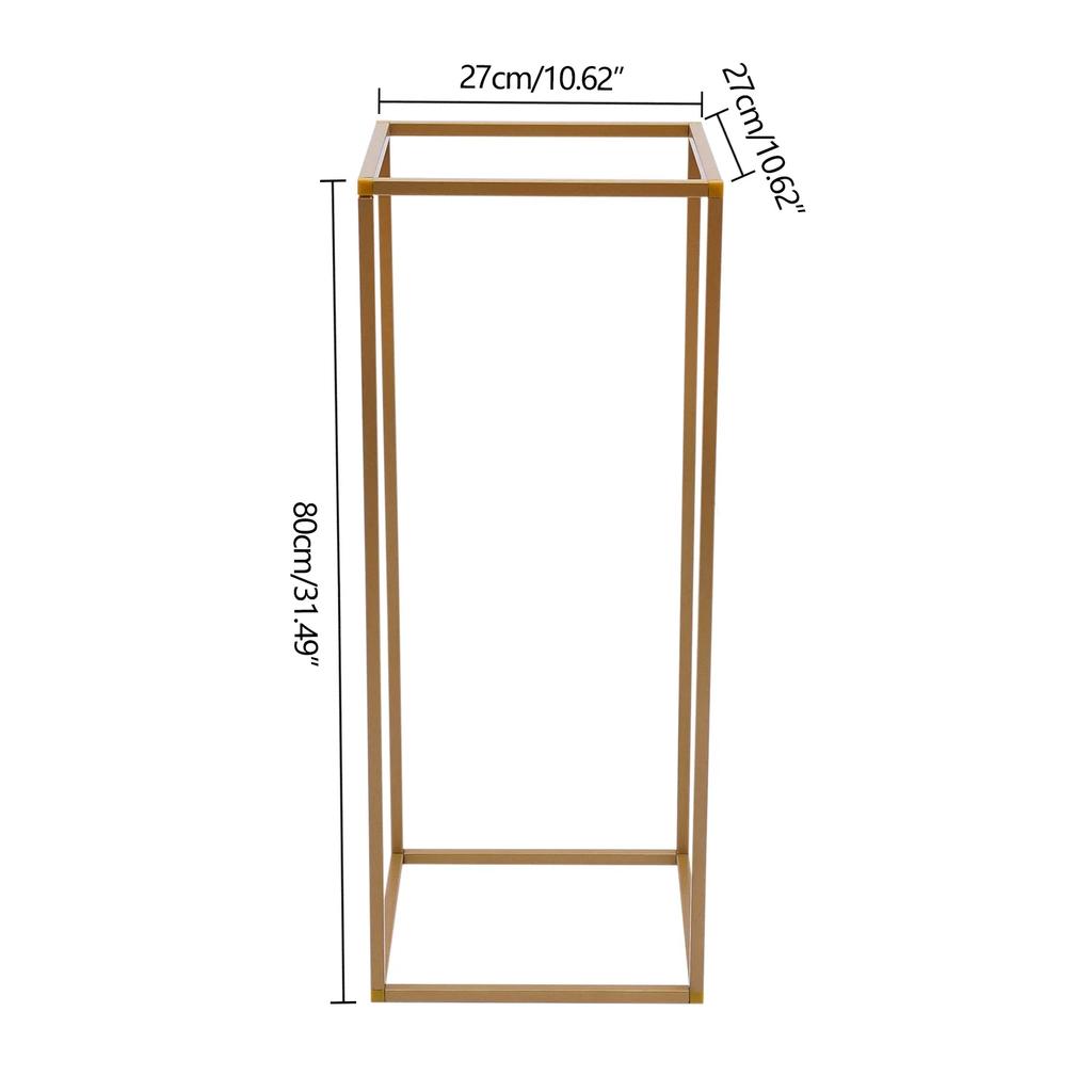 10Pcs Geometric Metal Flower Stands, 80cm Tall Gold Flower Stand Road Lead Metal Floor Vase Column, Centerpiece Rectangular
