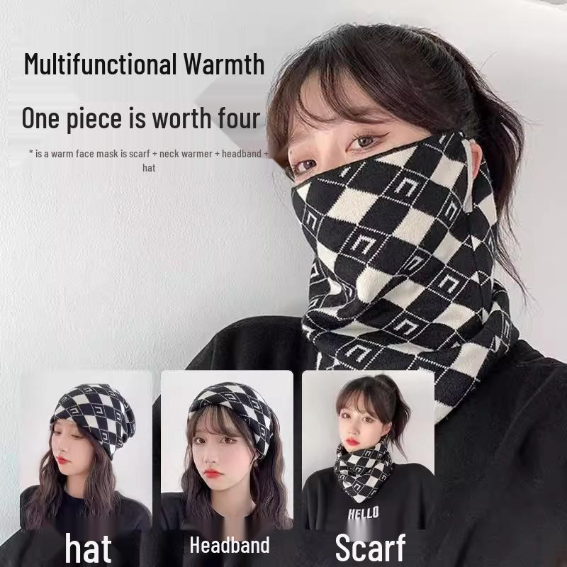 Autumn & Winter Versatile Women's Scarf with Ear-Hanging Face Mask and Warm Neck Gaiter