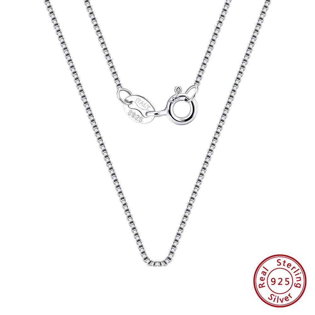 

Effie Queen 0.8MM Simple 925 Sterling Silver Box Chain Necklace Charm Box Link Chain DIY Pendant Dainty Fashion Jewelry SC90 40CM