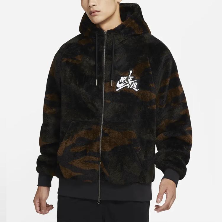 Jordan Wings Mikina na zip s kapucí Volná sportovní bunda Pánské bundy Černá DO6298-265