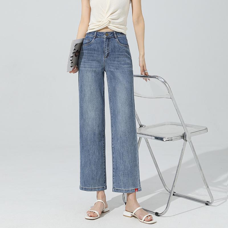 Slim & Stylish Women s High-Waist Straight-Leg Cropped Jeans - 2026 Spring Korean Style 29 синий