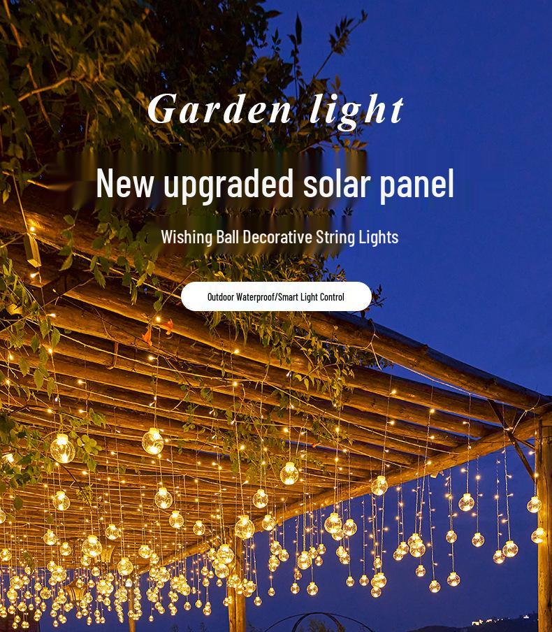 Waterproof Solar Wish Ball String Lights for Outdoor Patio, Garden, or Balcony Decor