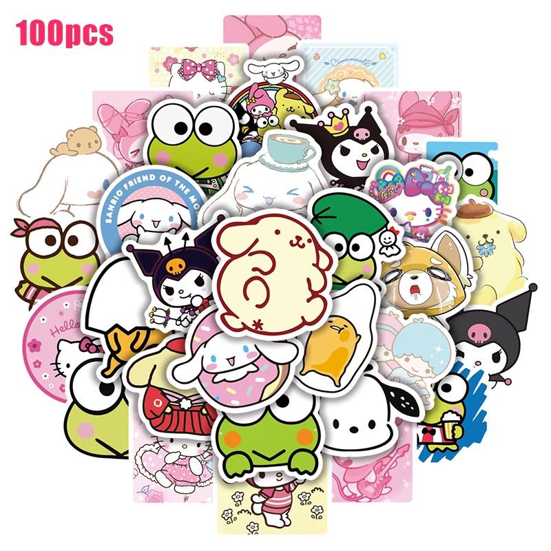 100pcs Sanrio Kuromi Melody Waterproof Reusable Sticker Luggage Decor