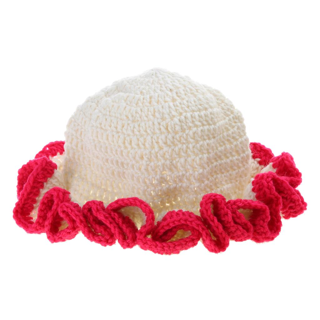 Handmade Crochet Bucket Hat for Woman Teen Outdoor Commute Fisherman Hat Ruffled Brim Winter Windproof Carnival Hat