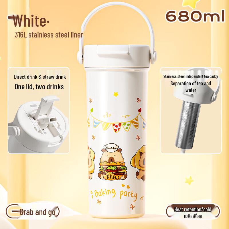 Diller Capybara Insulated Dual-Drink Tumbler with Straw
