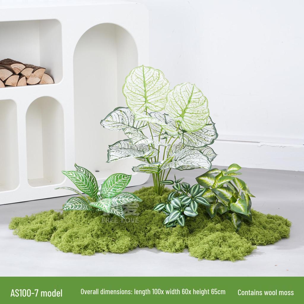 Luxury Faux Green Plant and Flower Decor - Indoor Moss and Grass Clusters for Elegant Landscaping.