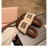 Sheepskin Version~ Grape Mother Has the Same Thick-bottomed Fluffy Slippers for Women's Winter Wear 2025 New Open-toed One-word Cool Slippers