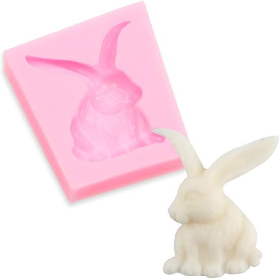 Rabbit Chocolate Silicone Molds 4 Pcs, Easter Bunny Ears Carrots Fondant Mold for Cake Decoration Candy Sugar Cupcake Topper Easter Party Polymer