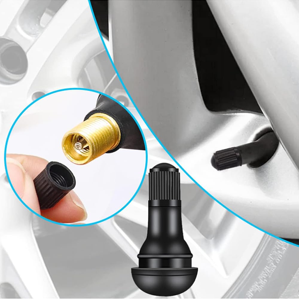 LIANHATA TR-412 Schlauchlose Reifen Gummi Ventile Set mit 8 Schlauchlose Reifen Luftventilkappen