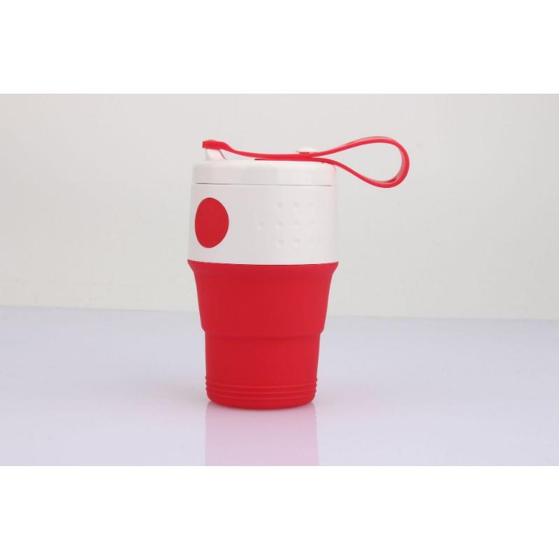 Neu Klapp Silikon Kaffee Tasse Outdoor Reise Nicht-Slip Band Deckel Tragbare Verstellbare Tasse