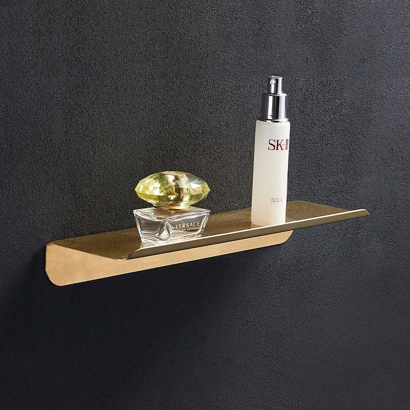 

Brushed Gold Bathroom Shelf 304 Stainless Steel Wall Mounted Shower Room Cosmetics Shelf Black Shower Storage Rack With Hook