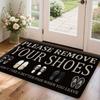"Please Remove Your Shoes" Funny Doormat Humorous Shoe Illustration Quote Pattern Home Decor Carpet Soft Non-Slip Welcome Rug