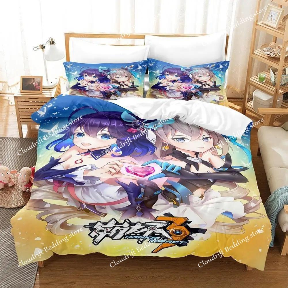 New 3d Print Anime Honkai Impact 3rd Bedding Set Cartoon Anime Set Adult Kid Bedroom Duvet Cover Sets Home Textiles