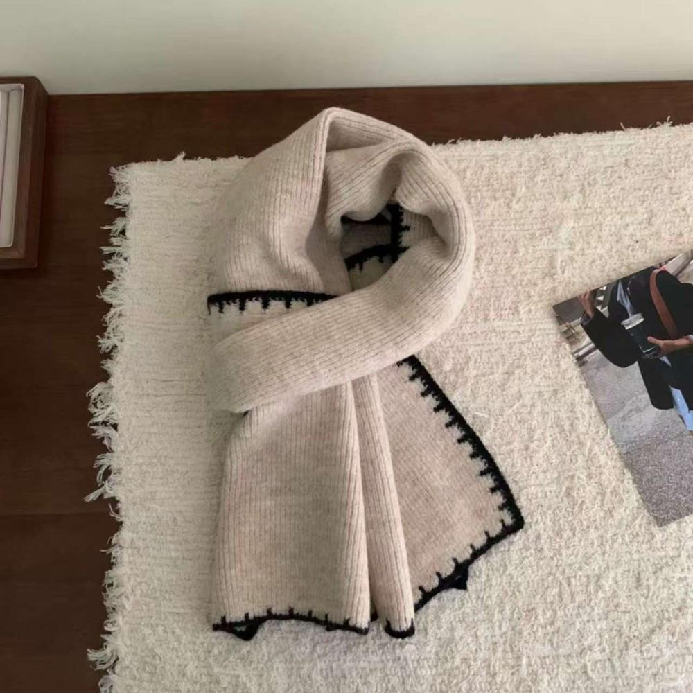 Wool Winter Scarf Thicken Plush Neckerchief Simple Knitted Scarfs Girls