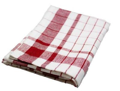 Japanese-made Linen-blend Glass Towels, 50% Cotton, 50% Linen, 40 X 70 Cm, Professional/commercial Use [10 Pieces] (red Check Pattern)
