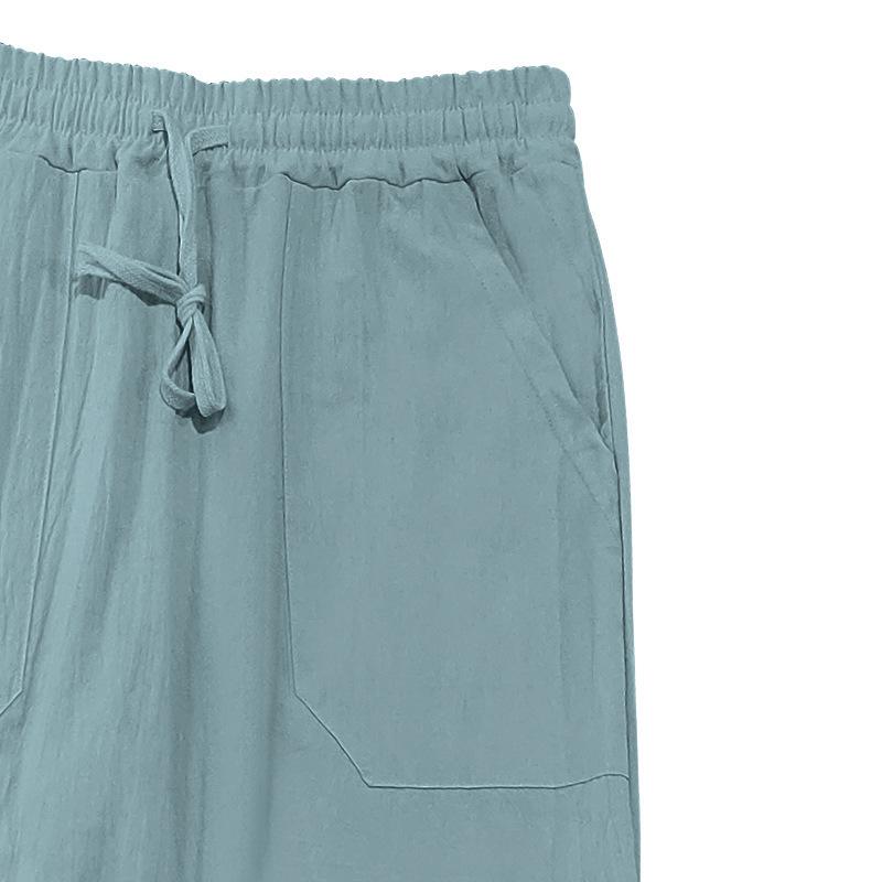 Men's Cotton Linen Thin Section Casual Trousers Straight Loose Printed Trousers Men's Summer Models