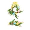 Plastic Easter Decorative Wreath With Simulated Eggs Flower Door Ornament