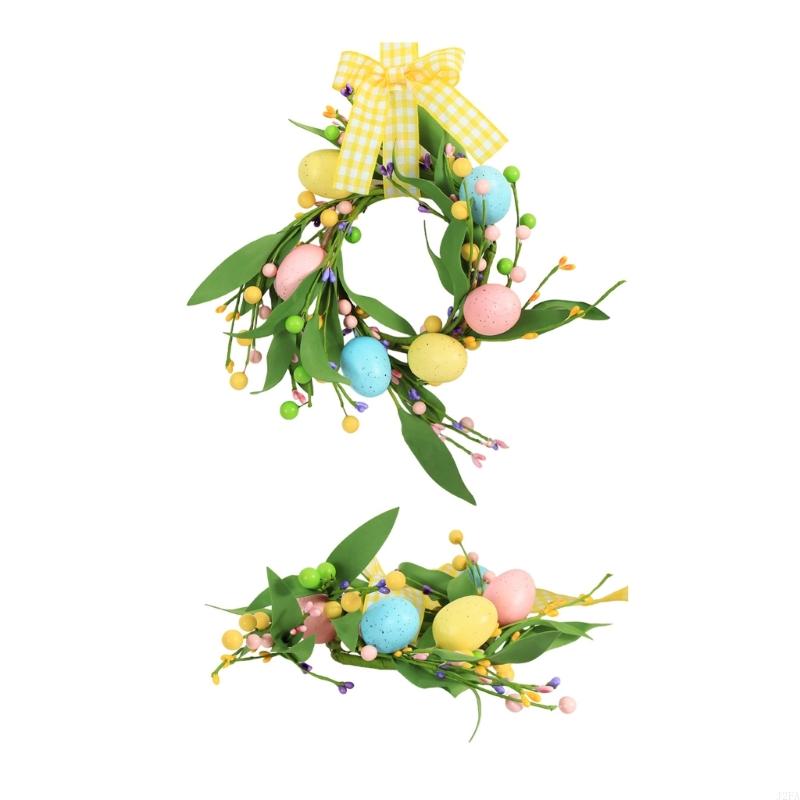 Plastic Easter Decorative Wreath With Simulated Eggs Flower Door Ornament