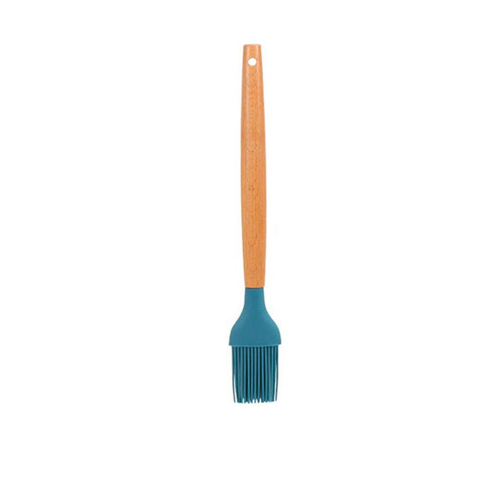 

Blue Silicone Spatula Spoon Tongs Utensils Heat-resistant Soup Spoon Non-stick Spatula Shovel Wooden Handle Cooking Kitchen Tool