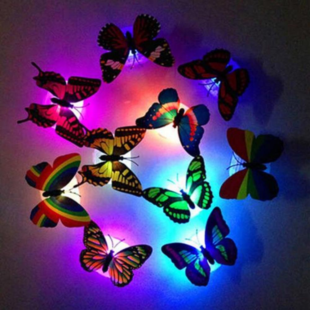 3D Single Layer Butterfly Wall Stickers LED Glow in the Dark Night Light Decals