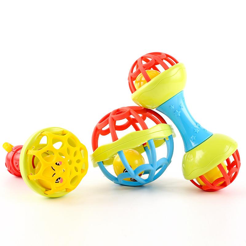 Soft Teething Rattle Stick: Baby Grip & Roll Dumbbell Ball for Crawling and Education (0-1 Year)