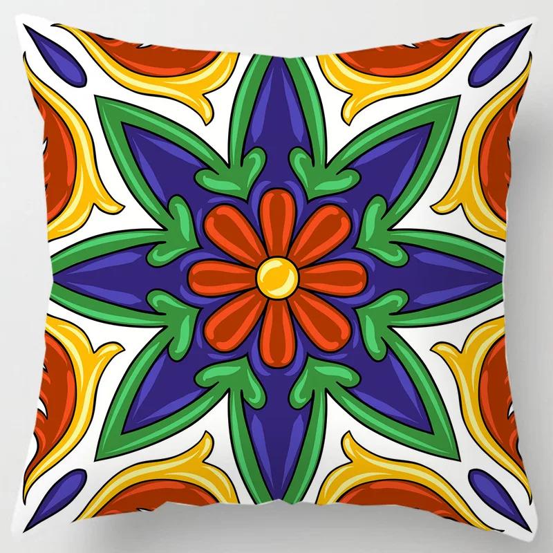 Colorful national floral antique porcelain print Pillowcase Comfortable sofa car Seat cushion cover Bohemian Hippie home decor