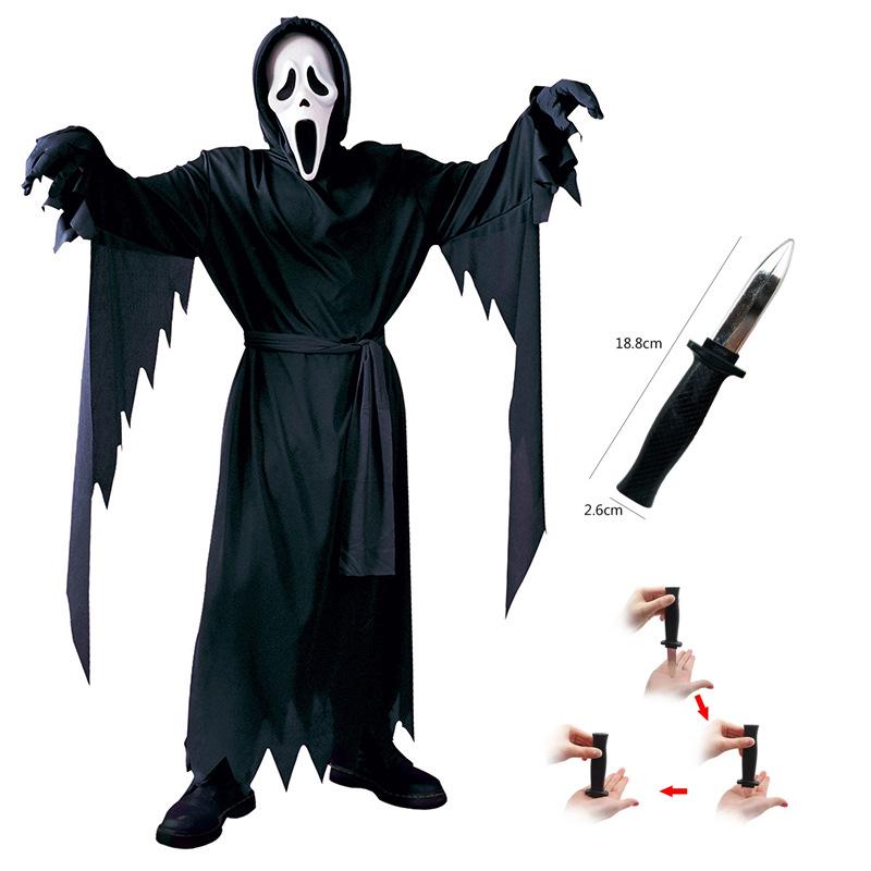 Scream Horror Cosplay Costume with Scary Knife for Kids & Adults