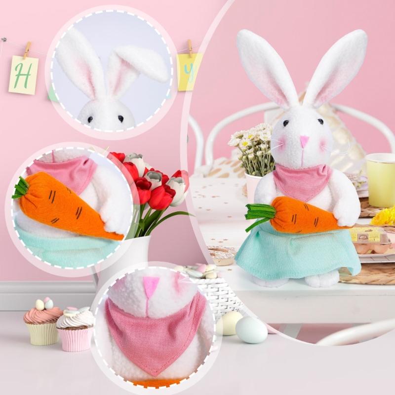 Decorazioni Coniglio Giorno di Pasqua con Uova, Bambola Gnomo Peluche Fatta a Mano Ornamento da Scrivania Regalo per Giorno di Pasqua per Bambino Adulto