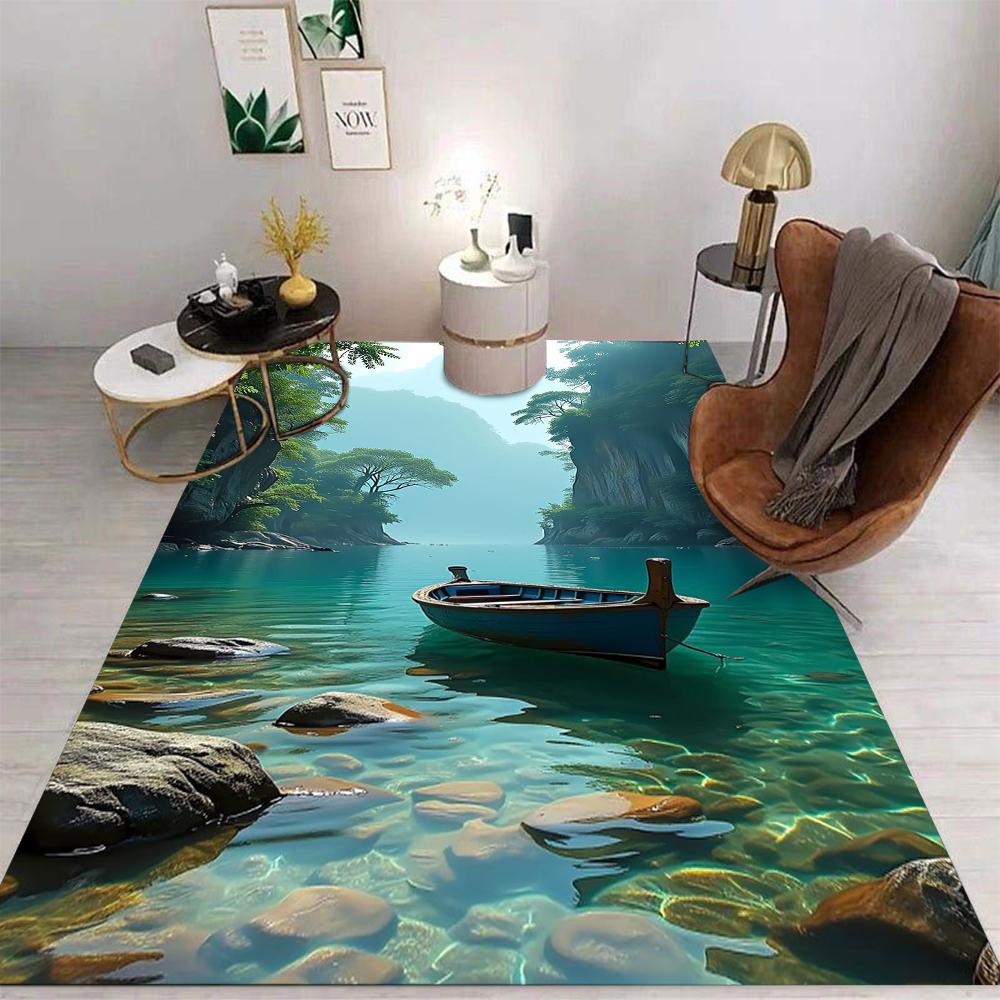 Landscape Cartoon Area Rug Non-Slip Washable Mat for Living Room Bedroom Kitchen Sofa Table Balcony Home Decor Floor Carpet