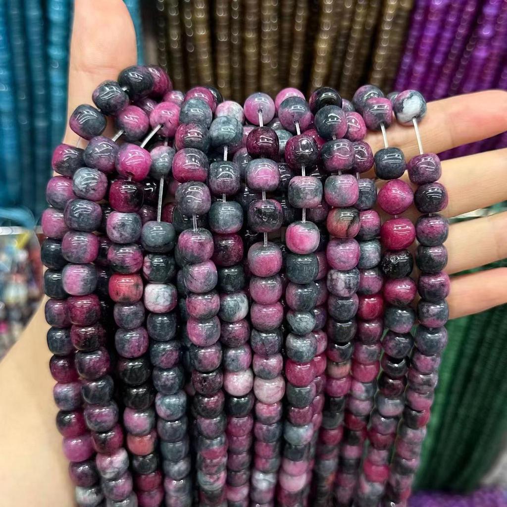 9x10 Natural Chalcedony Beads: Multicolor Morganite, Tourmaline, Amazonite Barrel Beads for DIY Jewelry