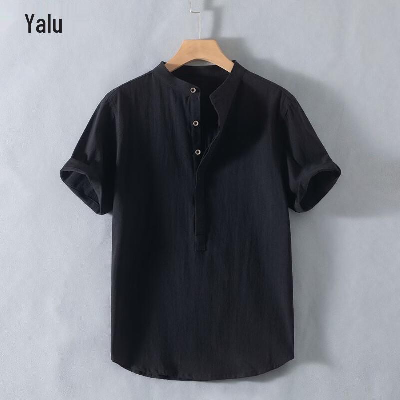 Yalu Men's Chinese Style Linen Blend Short Sleeve Shirt