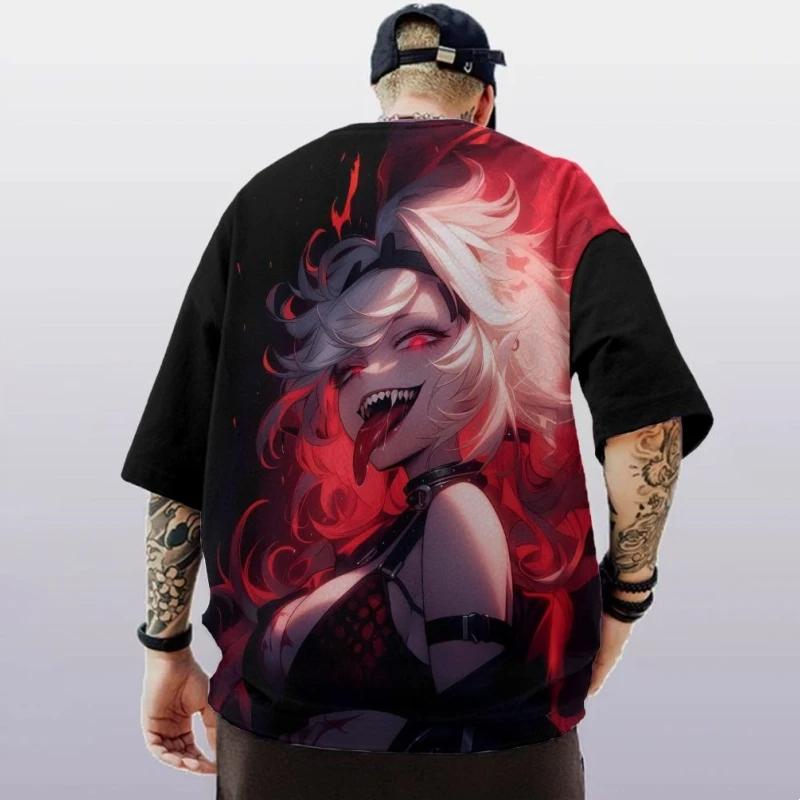 Fashionable Men's T-shirt, Anime Girl 3D Printed Short Sleeved, Street Trend Hip-hop Oversized Harajuku Men's Clothing Top
