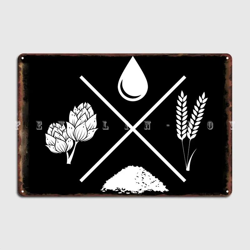 Hops Wheat And Water Poster Metal Plaque Wall Pub Pub Garage Classic Plaques Tin Sign Posters