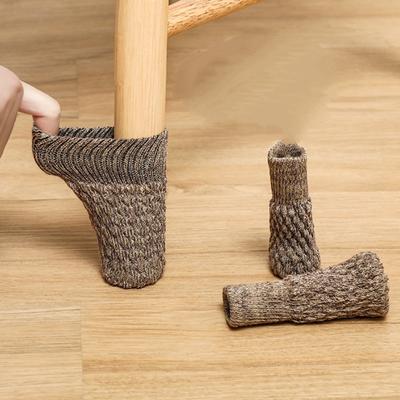 Knitted Wool Table and Chair Foot Cover, Stool Leg Protection Cover, Felt Bottom, Friction-resistant, Anti-slip Table Foot Pad, Anti-scratch Floor