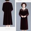 Autumn Winter Women's Gold Velvet Dress Crew Neck Plus Size Dress Long Dresses