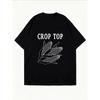 Crop Top White Corn Graphic And Text Print Casual Summer Wear