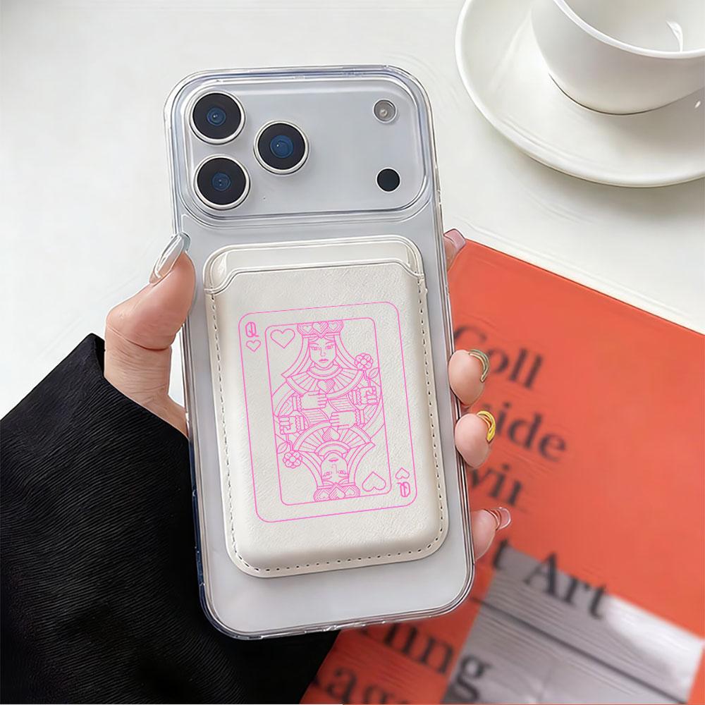 Poker Pattern For Magsafe wallet Magnetic Card holder Phone Case For iPhone 16 13 16 15 12 14 17 Pro Max Case 16E 15 Plus Cover