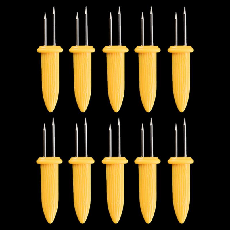 

10 шт., вилка для кукурузы, держатели для кукурузы из нержавеющей стали для барбекю, ручные противоожоговые иглы для кукурузы, двойная вилка для кукурузы в початках, инструмент для барбекю