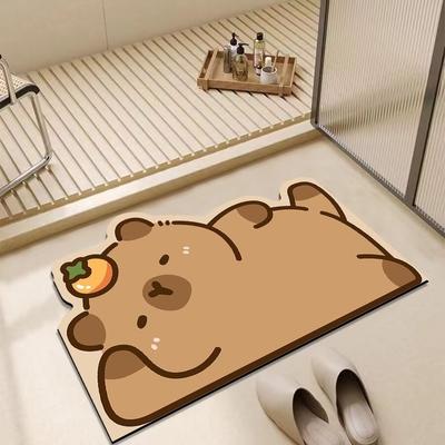 Cute Animal Capybara Dog Bear Bath Mat Non Slip Absorbent Quick Dry Rug for Bathroom Home Decoration Bathroom Products
