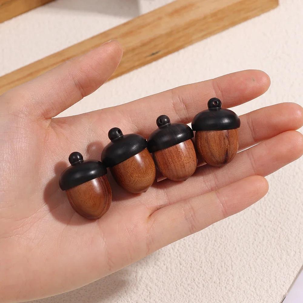 1/20x Mini Wood Acorn Pendant Box Portable Rescue Pill Case Tablets Organizer Multi-purpose Storage Container DIY Acorn Pendant