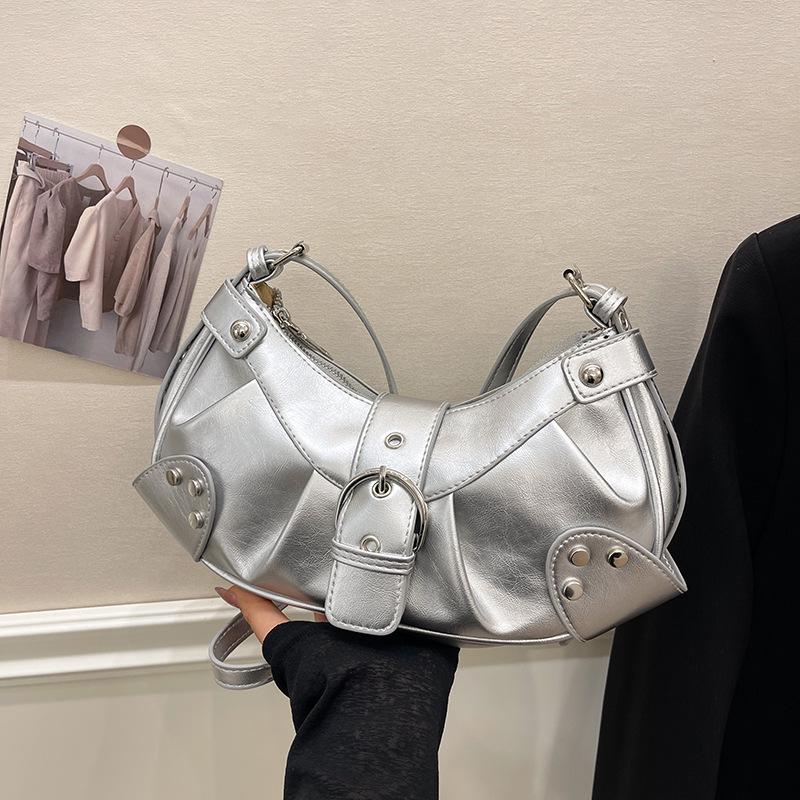 2026 Koreanischer Stil Damen Umhängetasche aus weichem Leder Motorradtasche