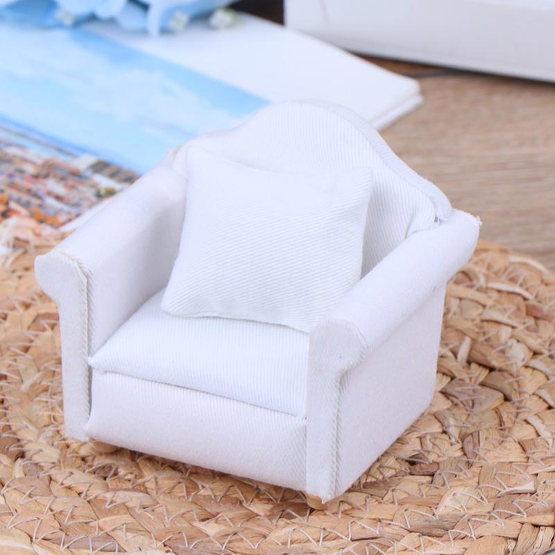 1/12 Dollhouse Miniature White Sofa With Back Cushion Doll House Accessories