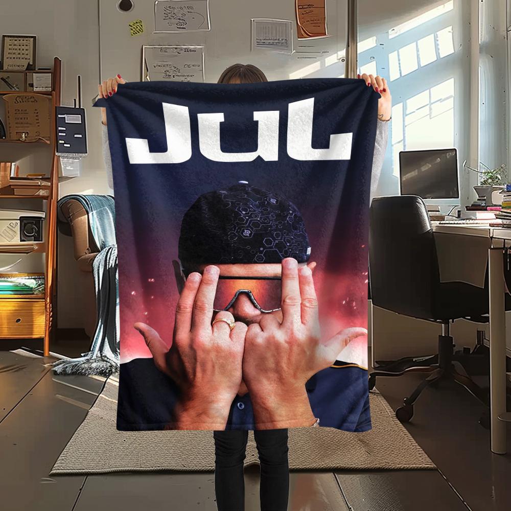 1PC JuL C'est Pas Des Lol Print Flannel Blanket, High quality All Seasons, Home Decor, Warmth and Comfort, Perfect for Christmas Gifts