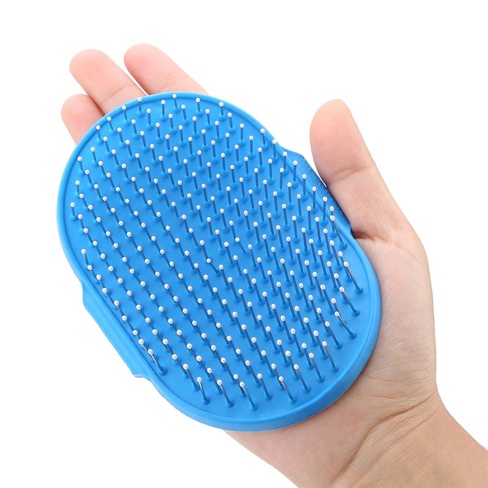 Round Silicone Pet Bathing Hair Grooming Clning Brush Dogs Cats Comb Supplies Blue