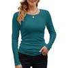 Women S Ribbed Solid Color Basic Long Sleeve T Shirt