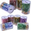 Cylinder Tinplate Durable Euro Decorative Money Box Coins Deposit Boxes Storage Box Money Bank