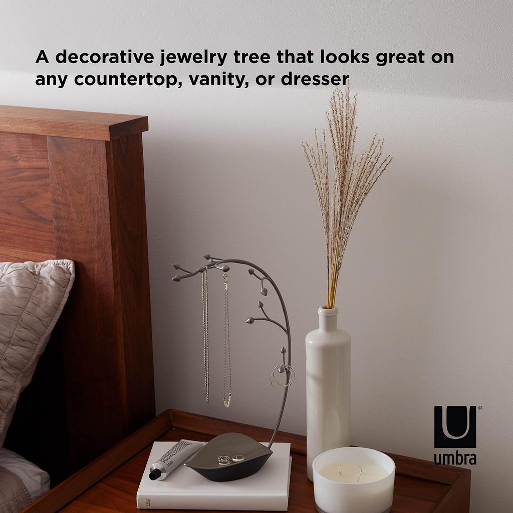 Umbra ORCHID Jewelry Tree, Gunmetal, Jewelry Storage, Stand, and Trinket Box