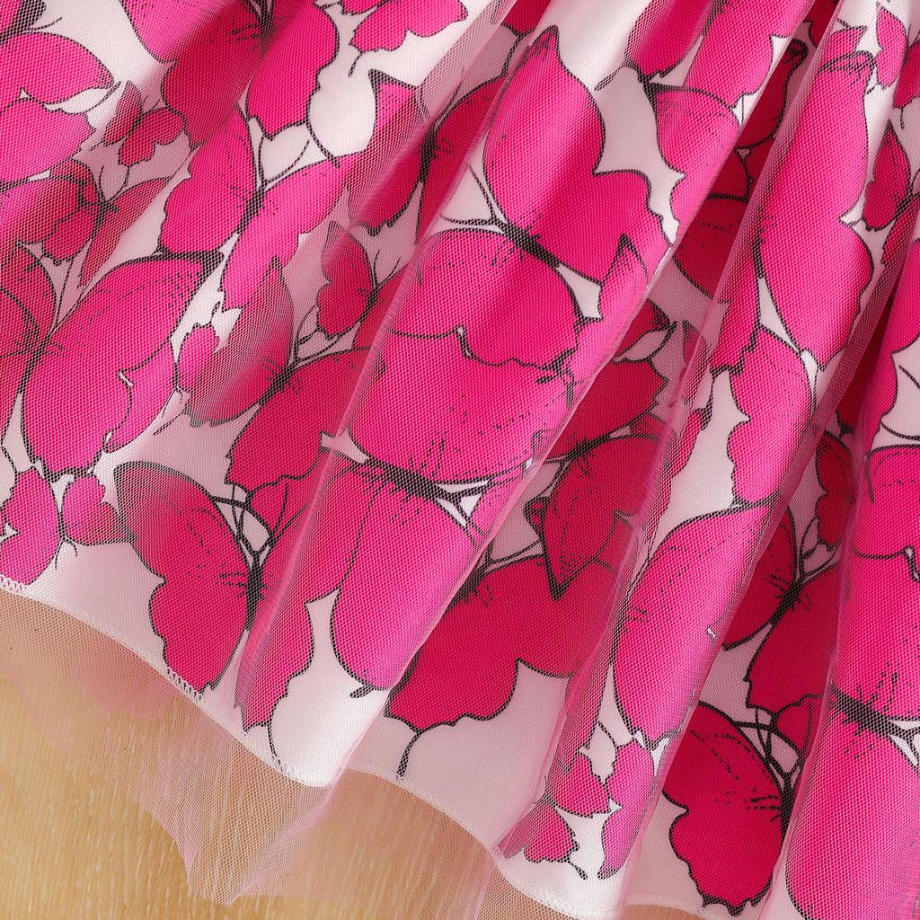 2025 Summer Girls' Butterfly Print Pleated Skirt - Fashionable Fairy Design