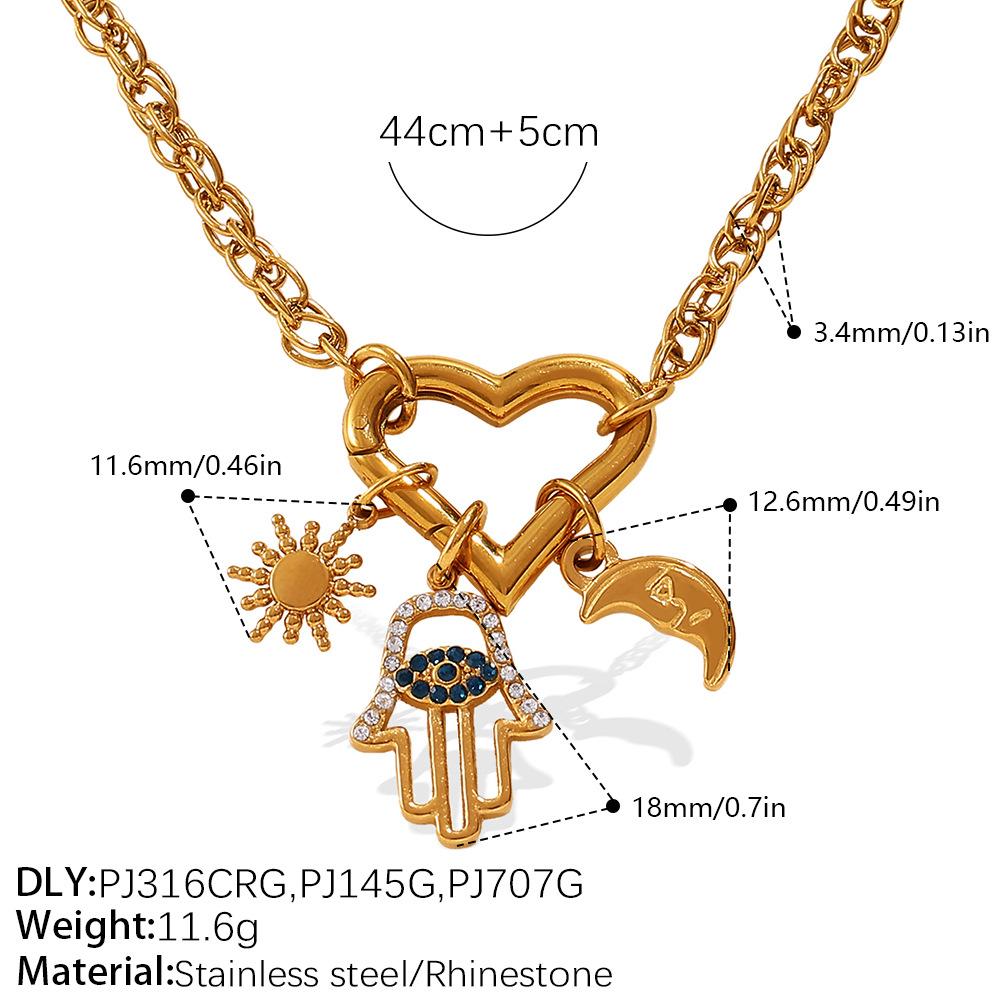 Stainless steel multi-element pendant DIY necklace heart-shaped pendant gold-plated oil drop pendant necklace