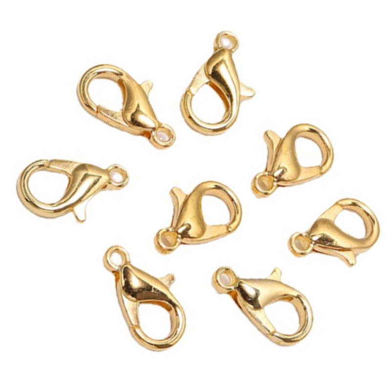 200Pcs Lobster Clasp Sturdy Zinc Alloy 0.5x0.2in Simple Multi Purpose Lobster Claw Clasps Gold